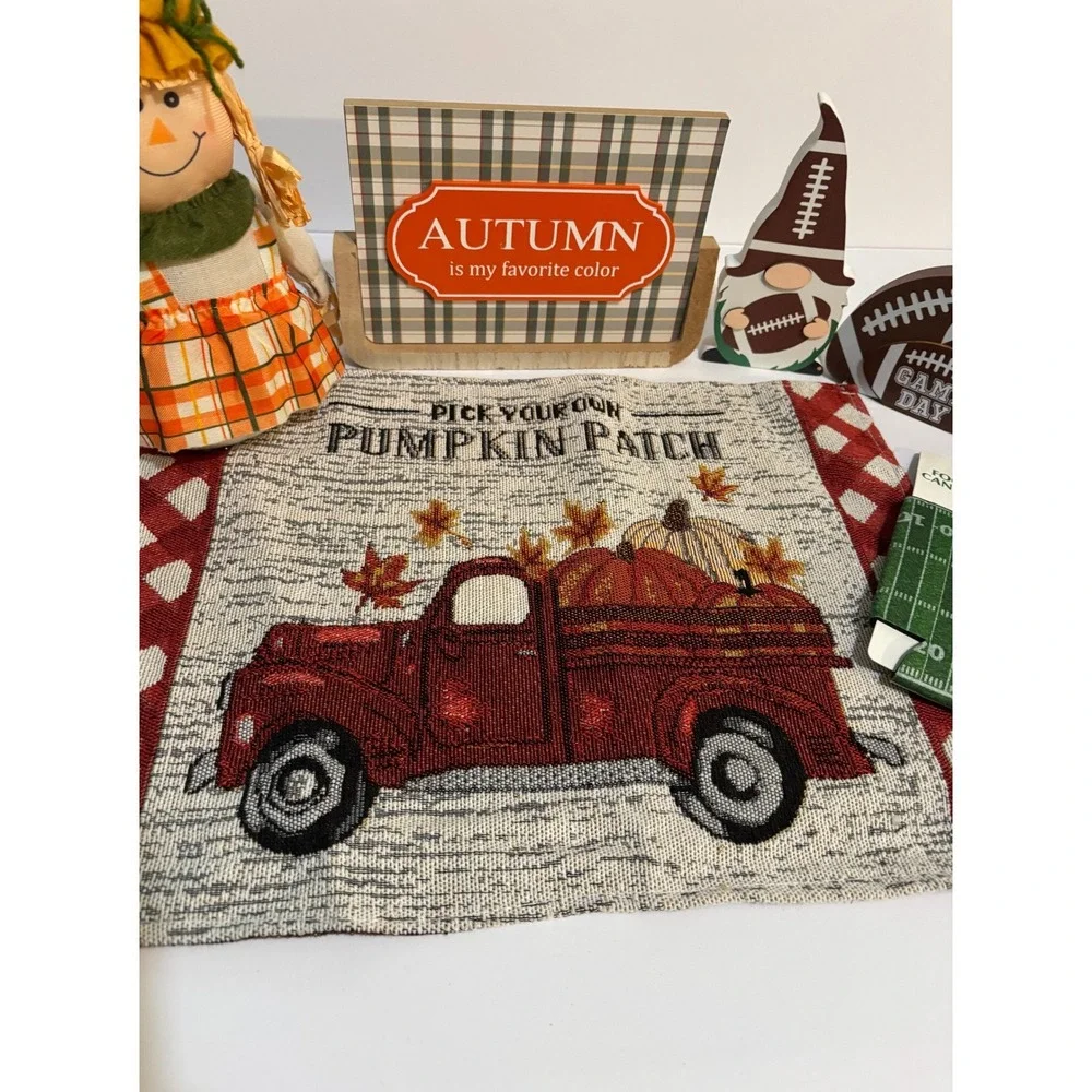 Fall Decor Bundle Scarecrow Pumpkin Patch Placemat Football Gnome Game Day Sign
